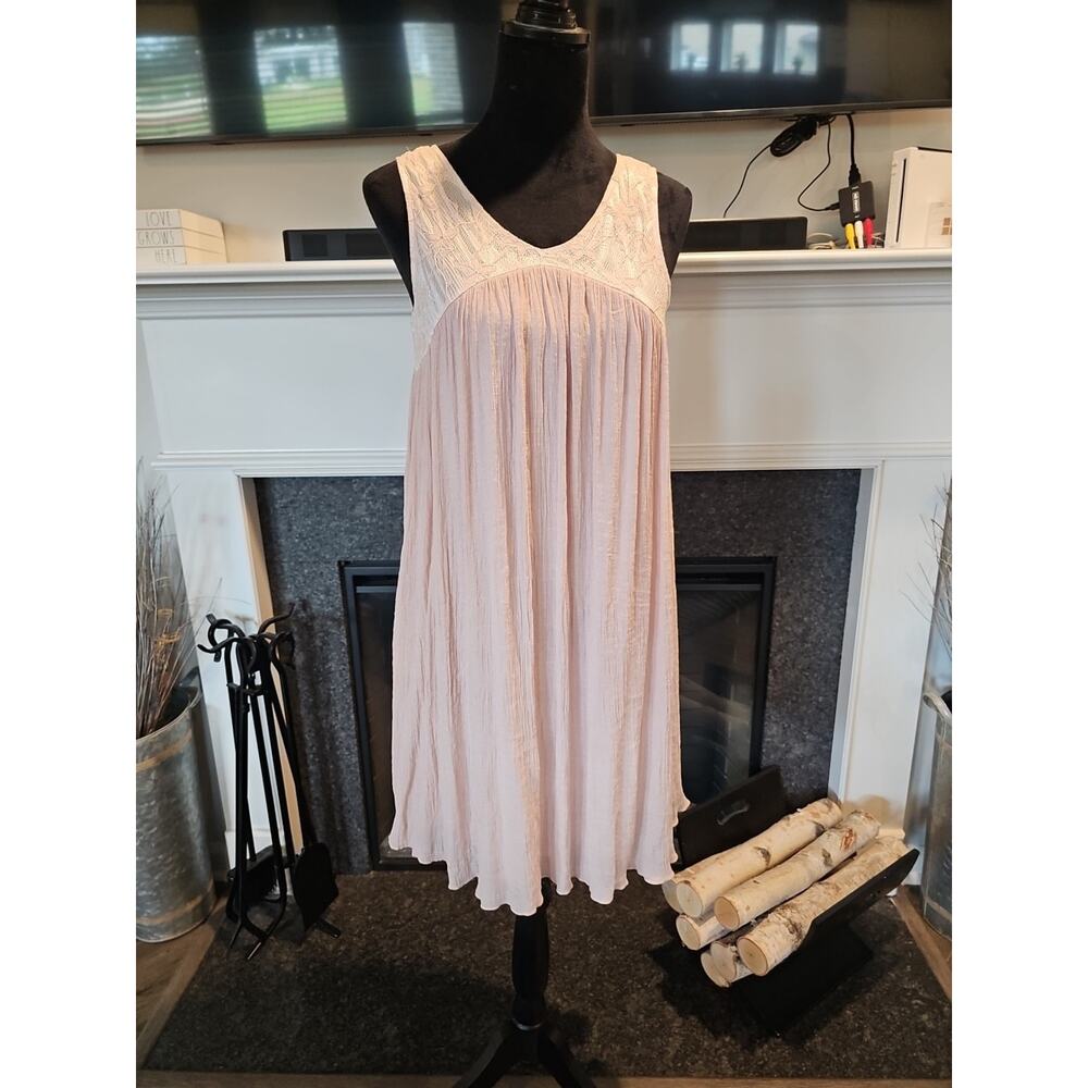 Paisley Vine Dress Womens Small Sleeveless Lace Top Peach Pink